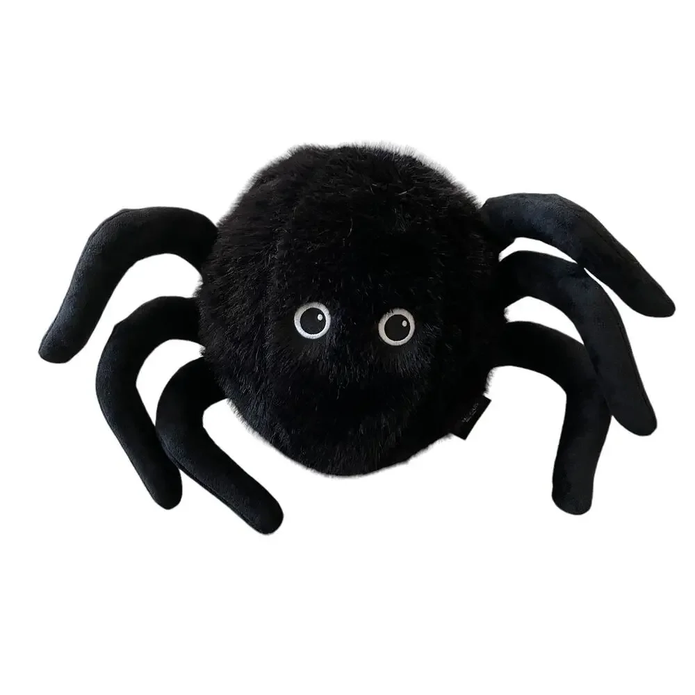 Cynthia Rowley Halloween Spider Pillow Black Faux Fur Spooky NEW